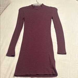 Forever 21 Red Mini Sheath Dress with Long Cuffed Sleeves and Mock Neck